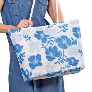 Пляжная сумка «Цветы», синяя