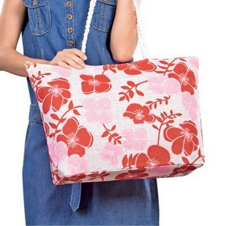 Пляжная сумка «Цветы», красная