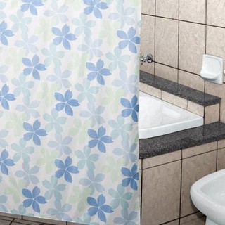 Шторка текстильная для ванной «Синие цветы»