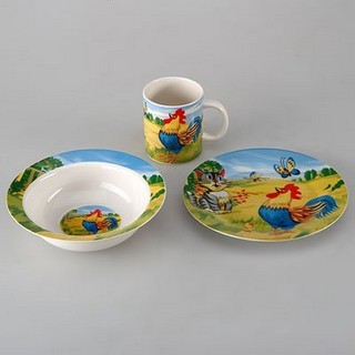 Набор детской посуды «Петушок и Кот», 3 предмета 